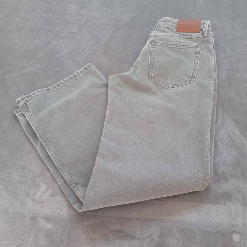 Free People We The Free Wide Leg Jeans Pale Sage Green Size 27 Boho Button Fly